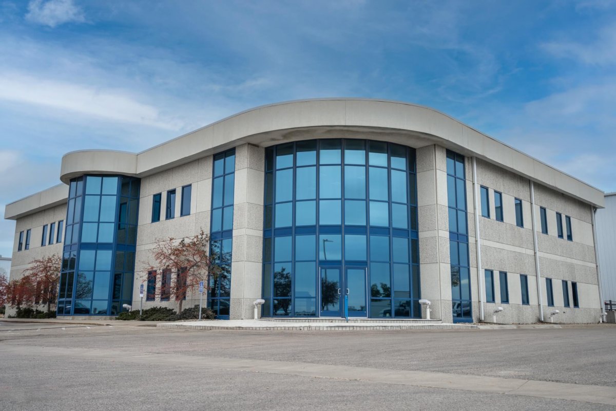 Front entrance of renovation and addition to McNeilus Steel in Dodge Center MN from General Contractor Construction Company